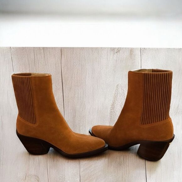 Coach Prestyn CN137 Women's Size 9B Bootie Burnished Amber Suede Ankle Boots NEW - Picture 5 of 8